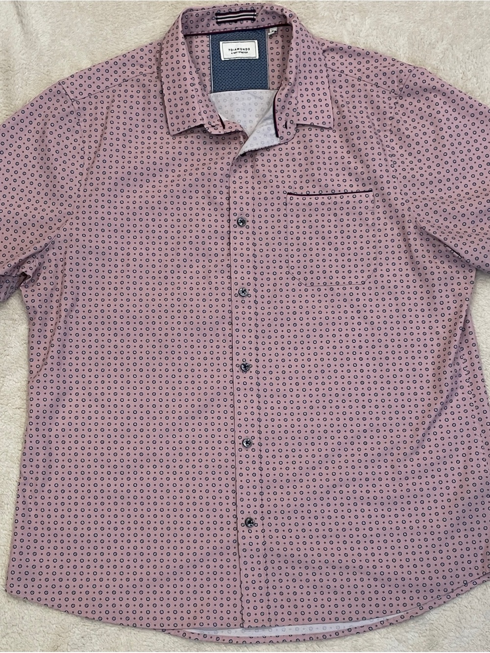 7 Diamonds Another Dimension 4-Way Stretch Shirt Short Sleeve Woven Pink XL